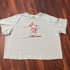Disney Mickey Mouse Genuine Mousewear Aquamarine Crop Shirt for Women Size 2XL